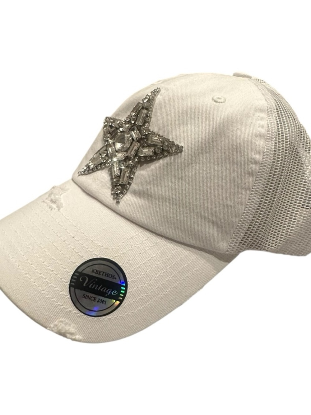 Alabama Girl White Baseball Cap with Crystal Star Accent - Picture 3 of 5